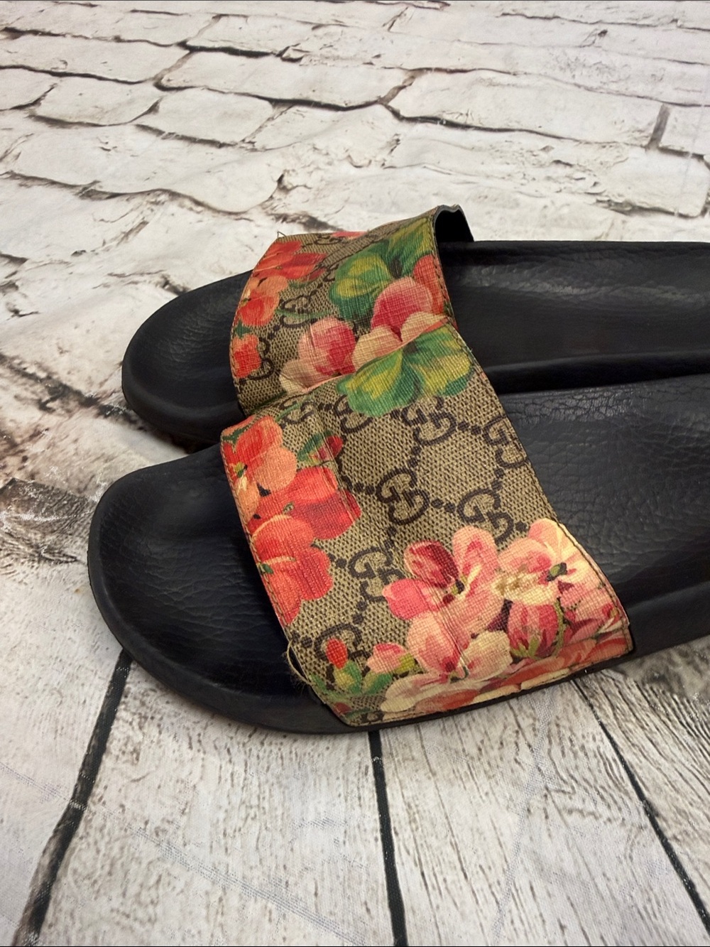 Gucci GG Blooms Supreme Slides Sandals Size 39 Women’s Shoes US 9 - Picture 6 of 16